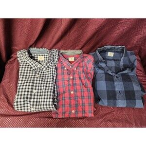 Lot Of 3 J. Crew Men's Button Down, Blue, Red, White, Plaid long sleeve Size S